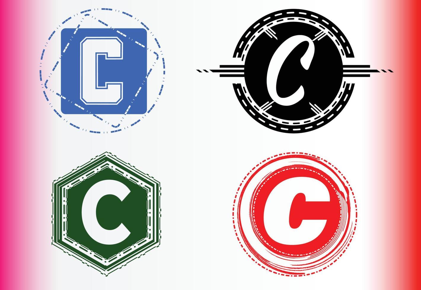 pacote de modelo de design de logotipo e ícone letterc vetor