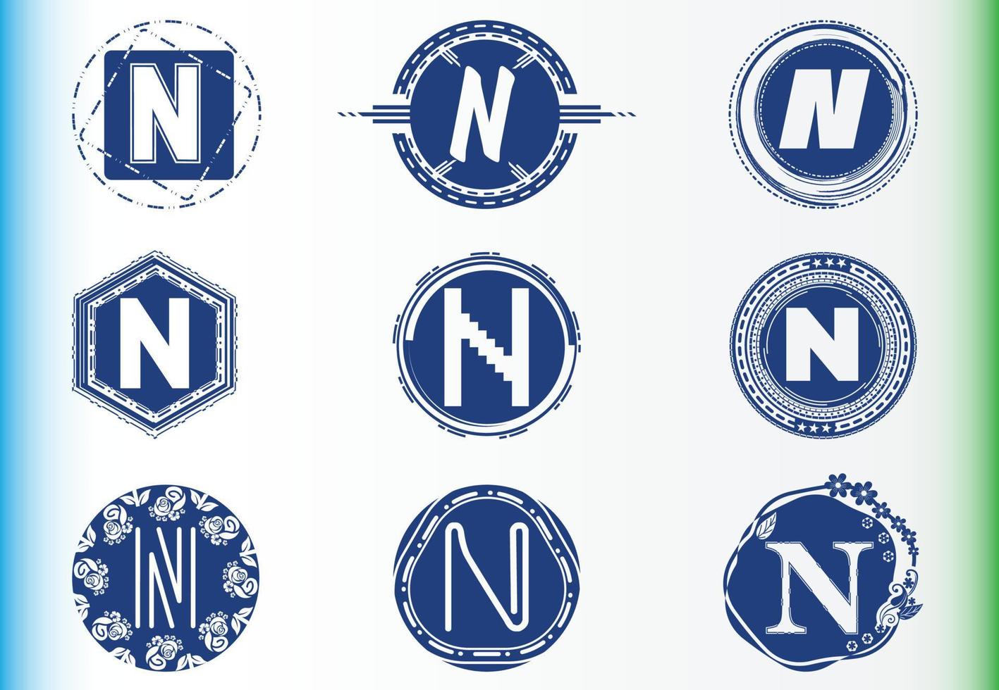 pacote de modelo de design de logotipo e ícone de letra n vetor