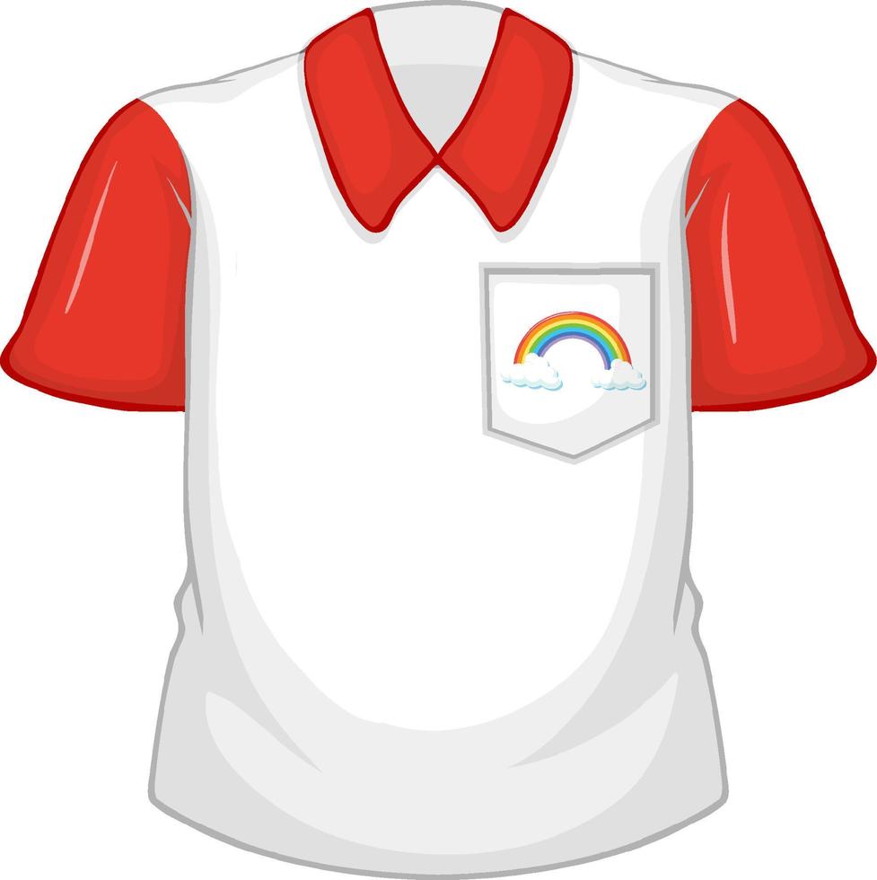 uma camisa branca com mangas vermelhas sobre fundo branco vetor