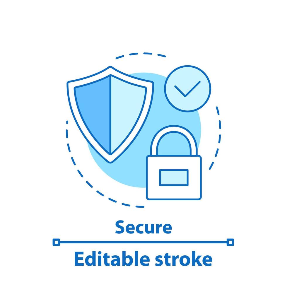 ícone do conceito de segurança. Serviço Confiável. sistema de proteção. ilustração de linha fina de ideia de defesa. desenho de contorno isolado de vetor. traço editável vetor