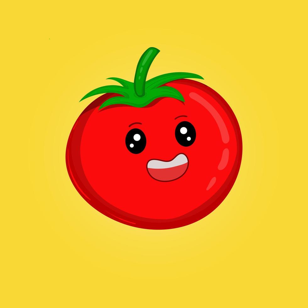 mascote de tomate com sorriso feliz vetor