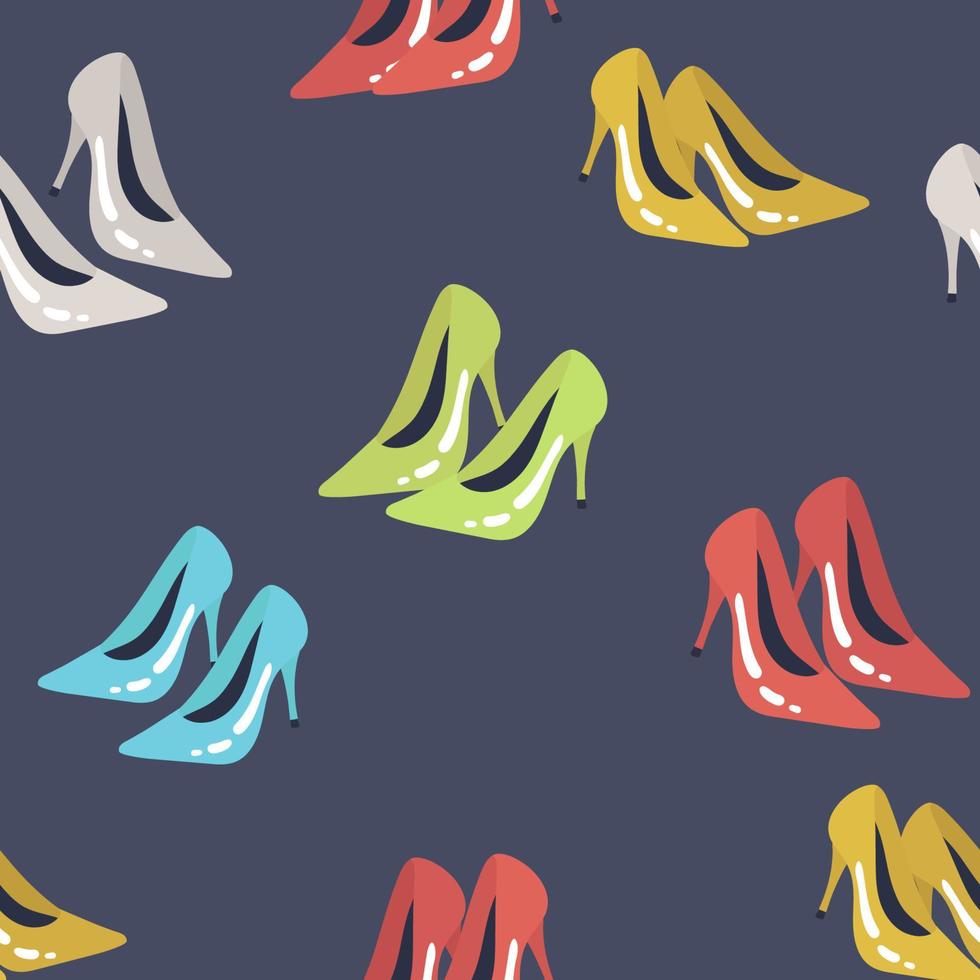 padrão sem emenda padrão de acessórios de moda. ilustração de moda fofa com sapatos, saltos altos coloridos vetor