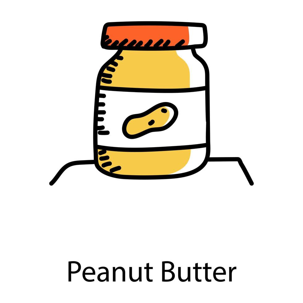 ícone de doodle de manteiga de amendoim, vetor editável