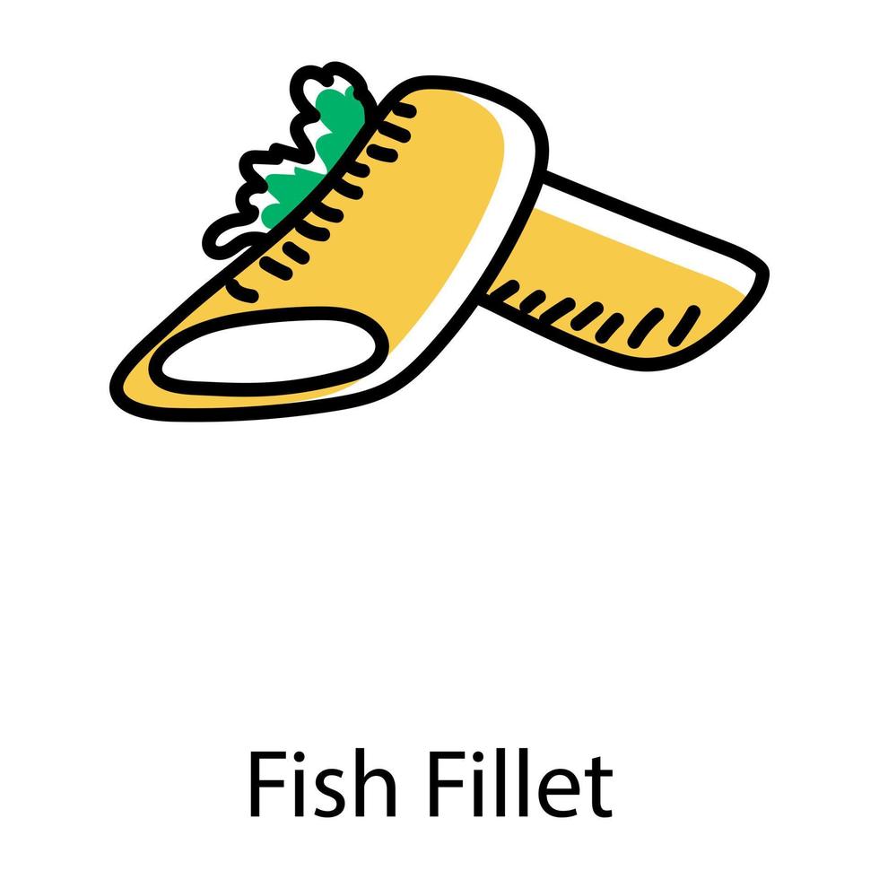 ícone desenhado à mão de filé de peixe, vetor
