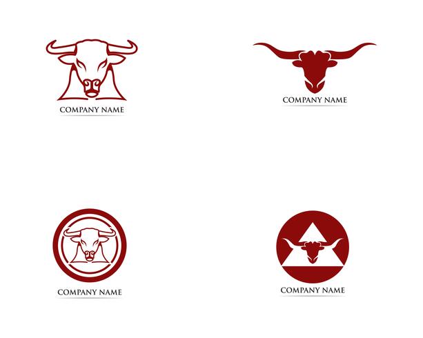Modelo de logotipo e símbolos de chifre de touro vetor