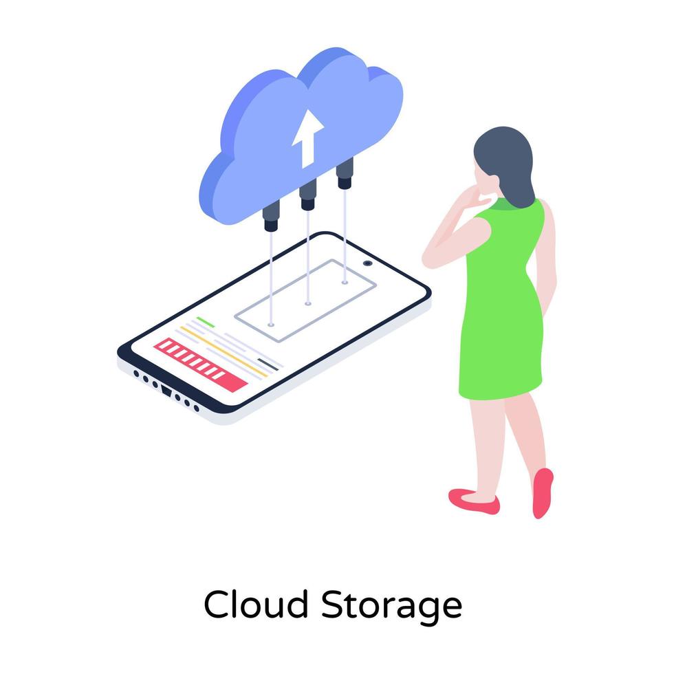 baixar ícone isométrico premium de armazenamento em nuvem vetor