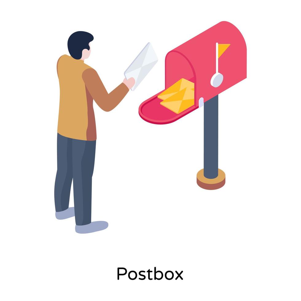 ilustração isométrica de caixa postal com gráficos perfeitos de pixel vetor