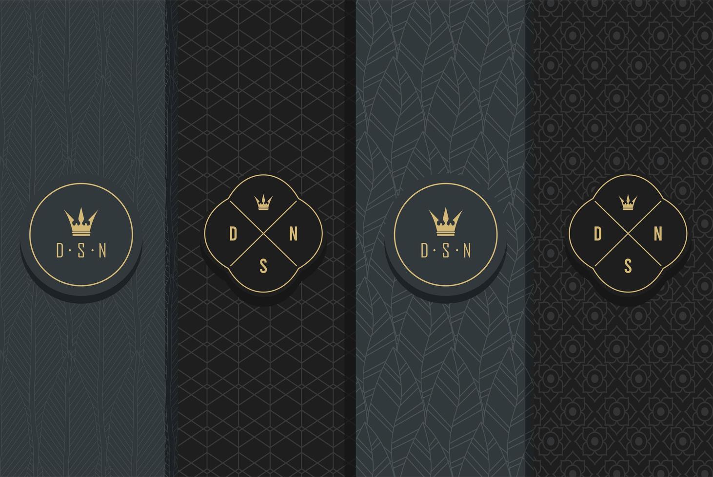 quatro emblemas de padrão elegante vetor