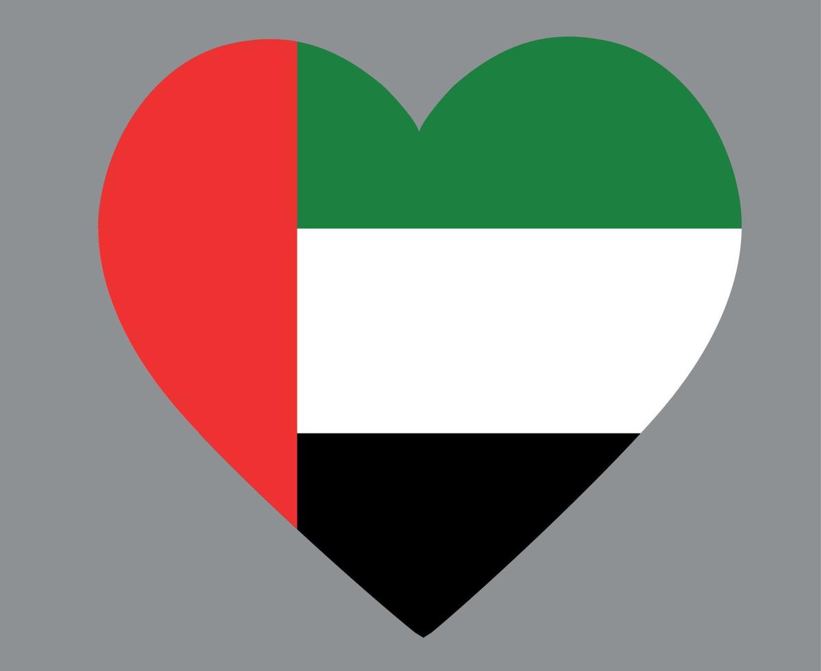 bandeira dos emirados árabes unidos emblema da ásia nacional ícone do coração ilustração vetorial elemento de design abstrato vetor