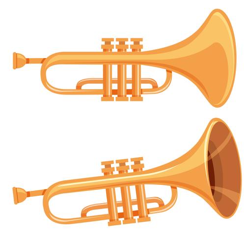 Conjunto de trompete no fundo branco vetor