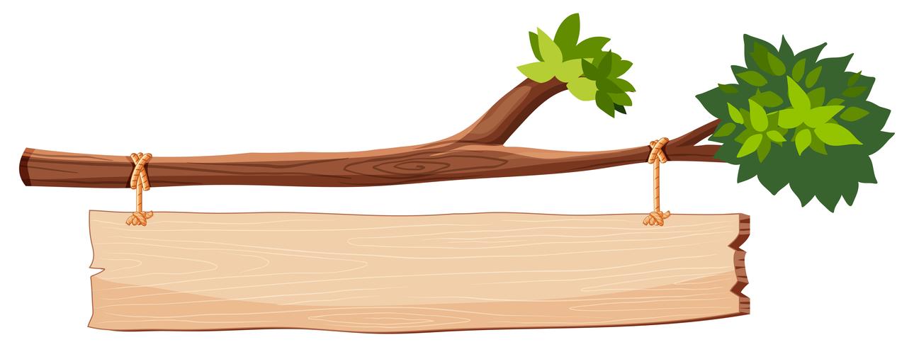 galho de árvore com sinal de madeira vetor