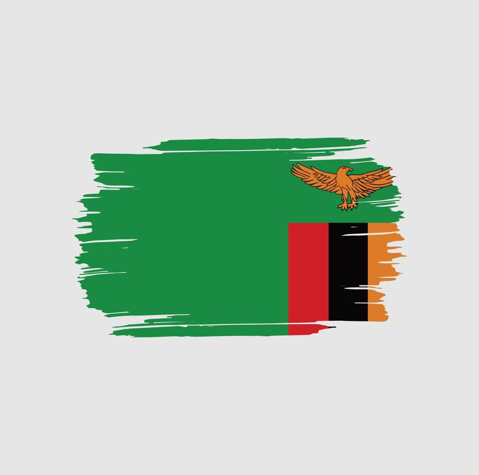 pinceladas de bandeira da Zâmbia. bandeira nacional do país vetor