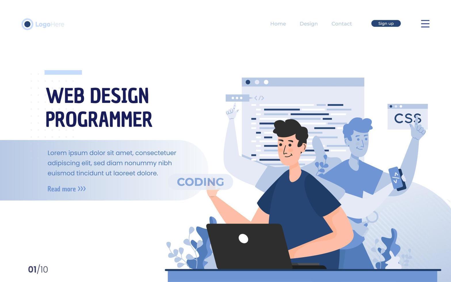 conceito de multitarefa de programador de web design vetor