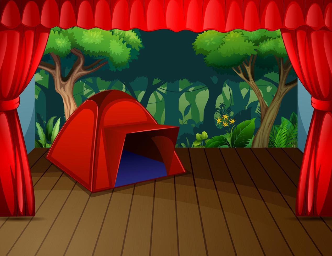 uma tenda vermelha no palco do teatro vetor