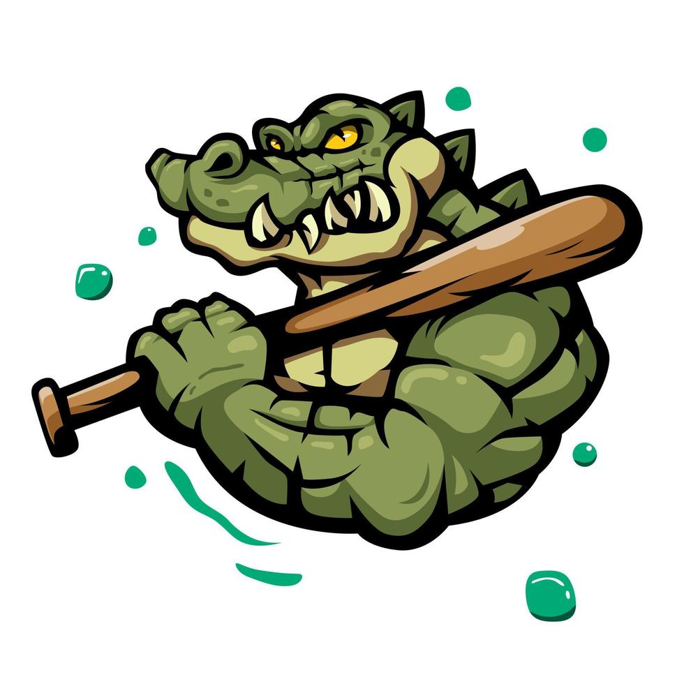 ilustração de crocodilo carregando um taco de beisebol, mascote para equipe esportiva vetor