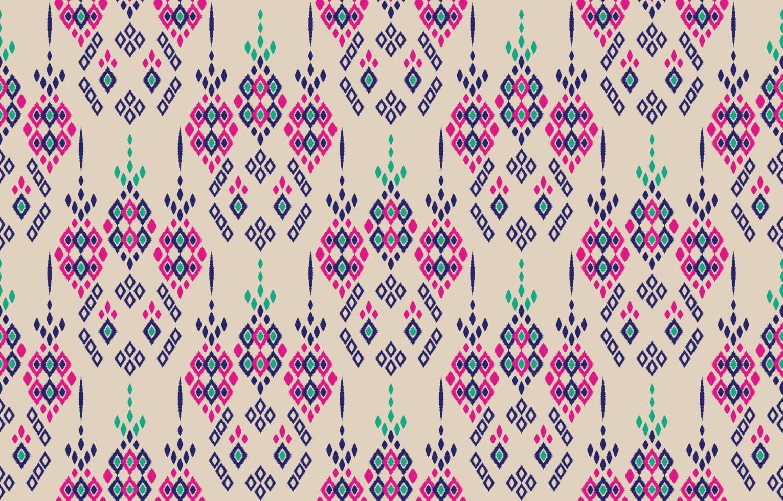 bela arte ikat abstrata étnica. chevron sem costura padrão em tribal, losango de bordado folclórico e estilo mexicano. impressão de ornamento de arte geométrica asteca. design para tapete, papel de parede, embrulho. vetor