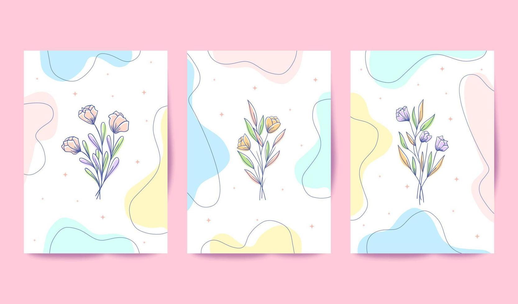 modelo de cartões florais bonitos e coloridos vetor
