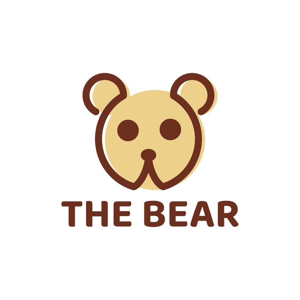 design de logotipo de linha de urso simples vetor