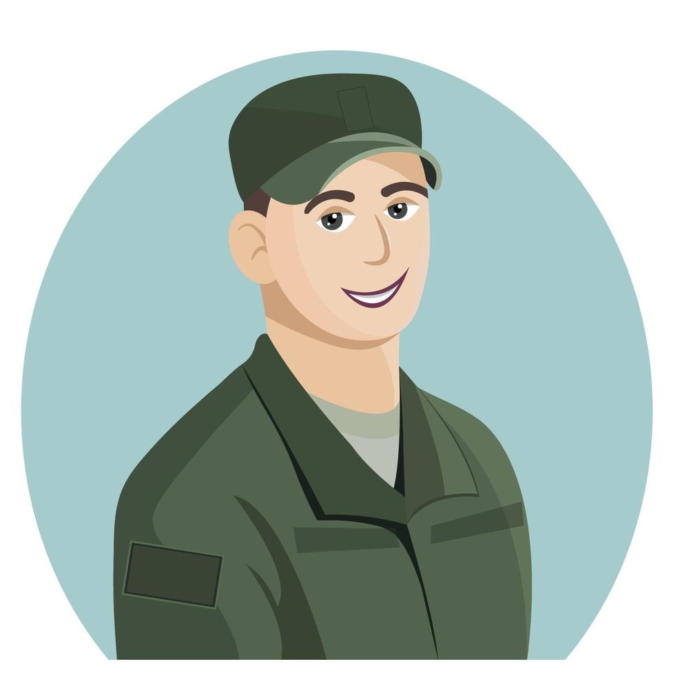 avatar vetorial de um cara de uniforme verde, vetor plano, isolado no fundo branco