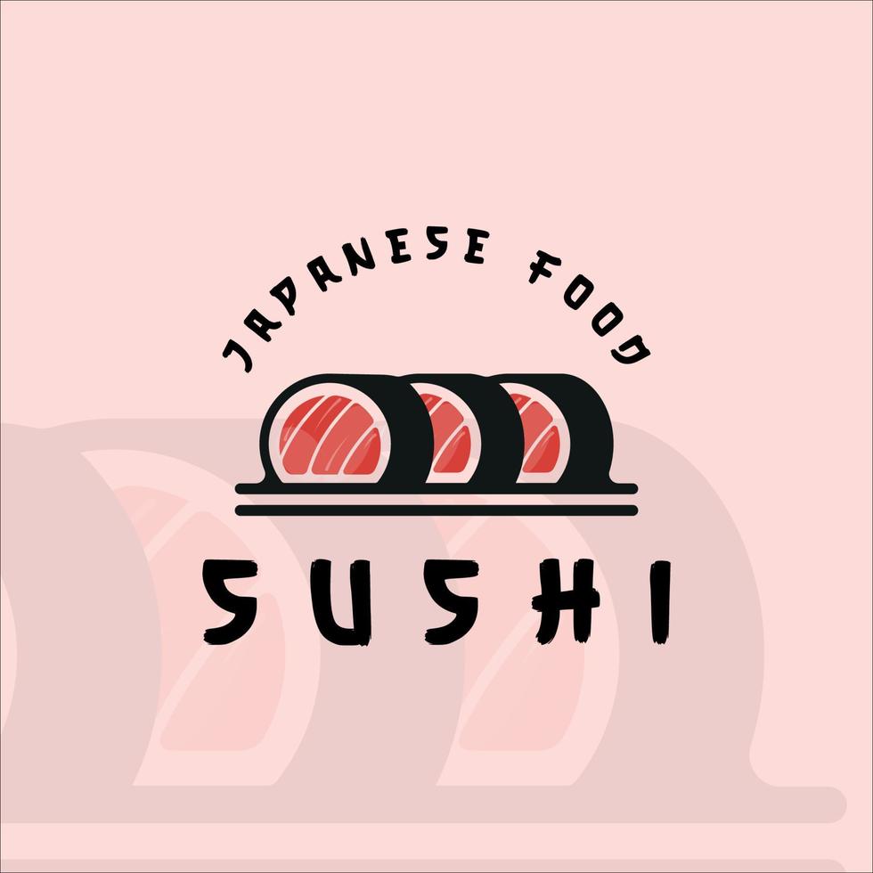 rolo sushi logotipo ilustração vetorial modelo ícone design gráfico. sinal de comida japonesa ou símbolo para restaurante e café de negócios vetor