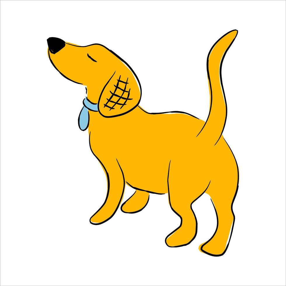cachorro bonito dos desenhos animados dachshund em pé vetor