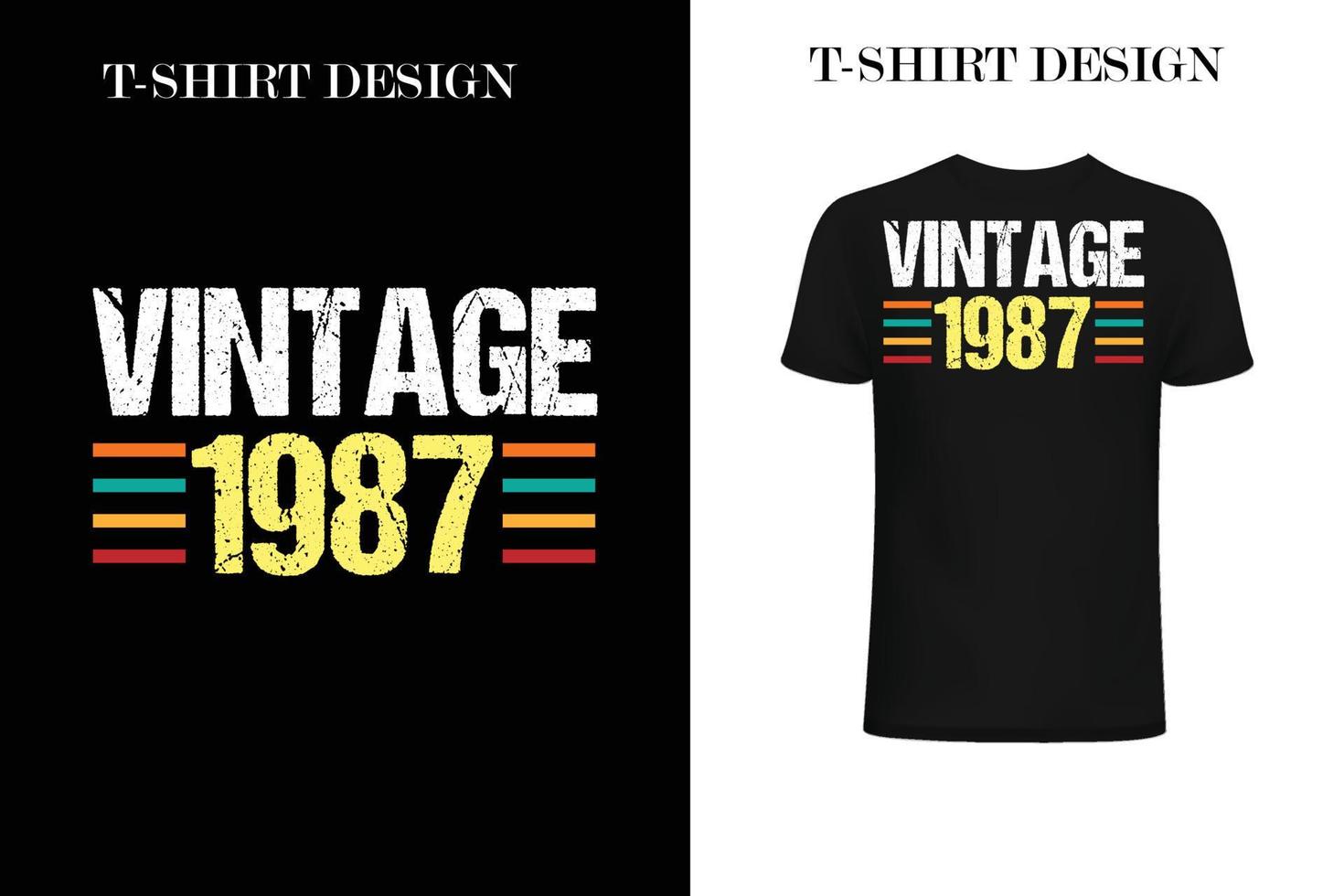 design de camiseta vintage 1987.eps vetor