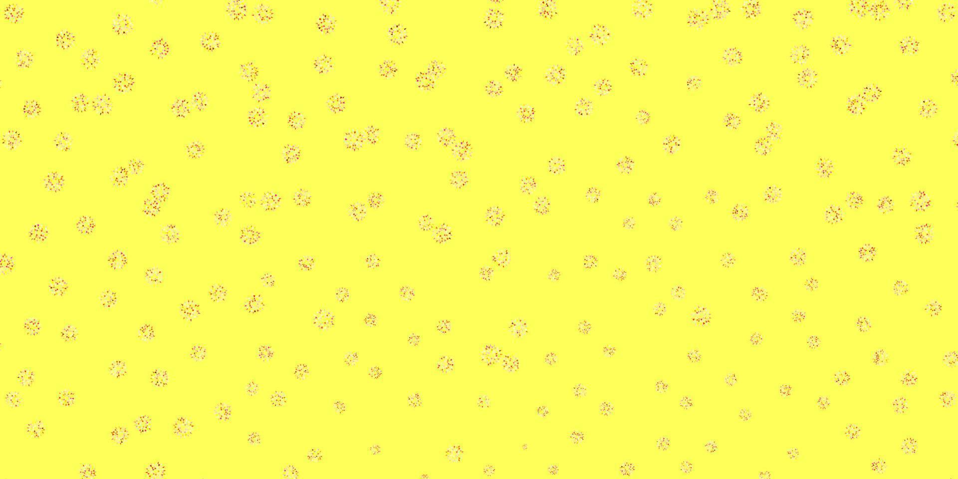 modelo de doodle de vetor rosa e amarelo claro com flores.