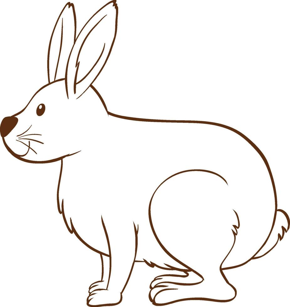 coelho em estilo simples doodle em fundo branco vetor