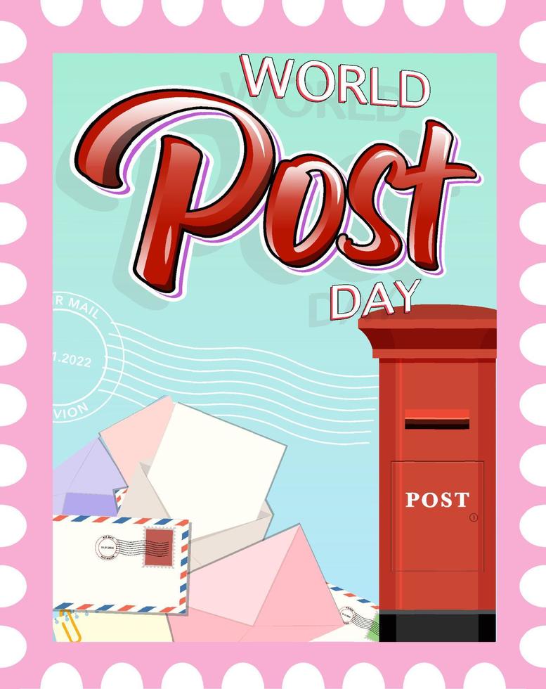 logotipo do dia mundial dos correios com caixa postal e envelope vetor