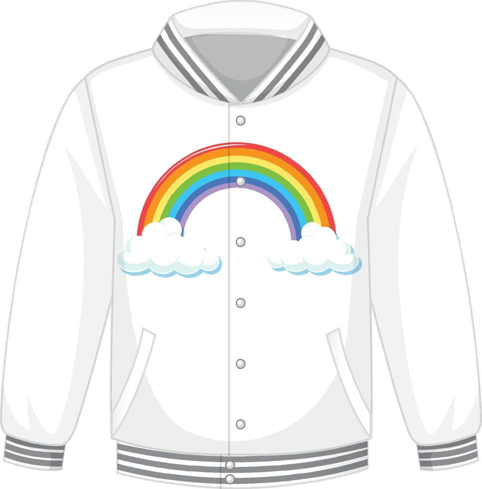 uma jaqueta bomber com padrão de arco-íris em fundo branco vetor
