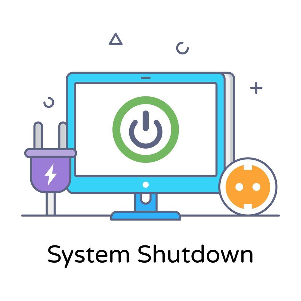 ícone conceitual plano de desligamento do sistema vetor