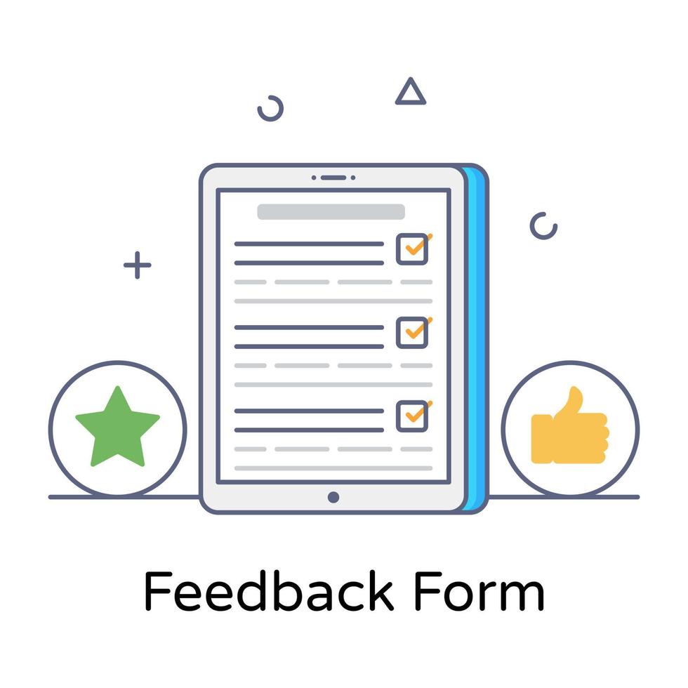 formulário de feedback no ícone de contorno plano, vetor editável