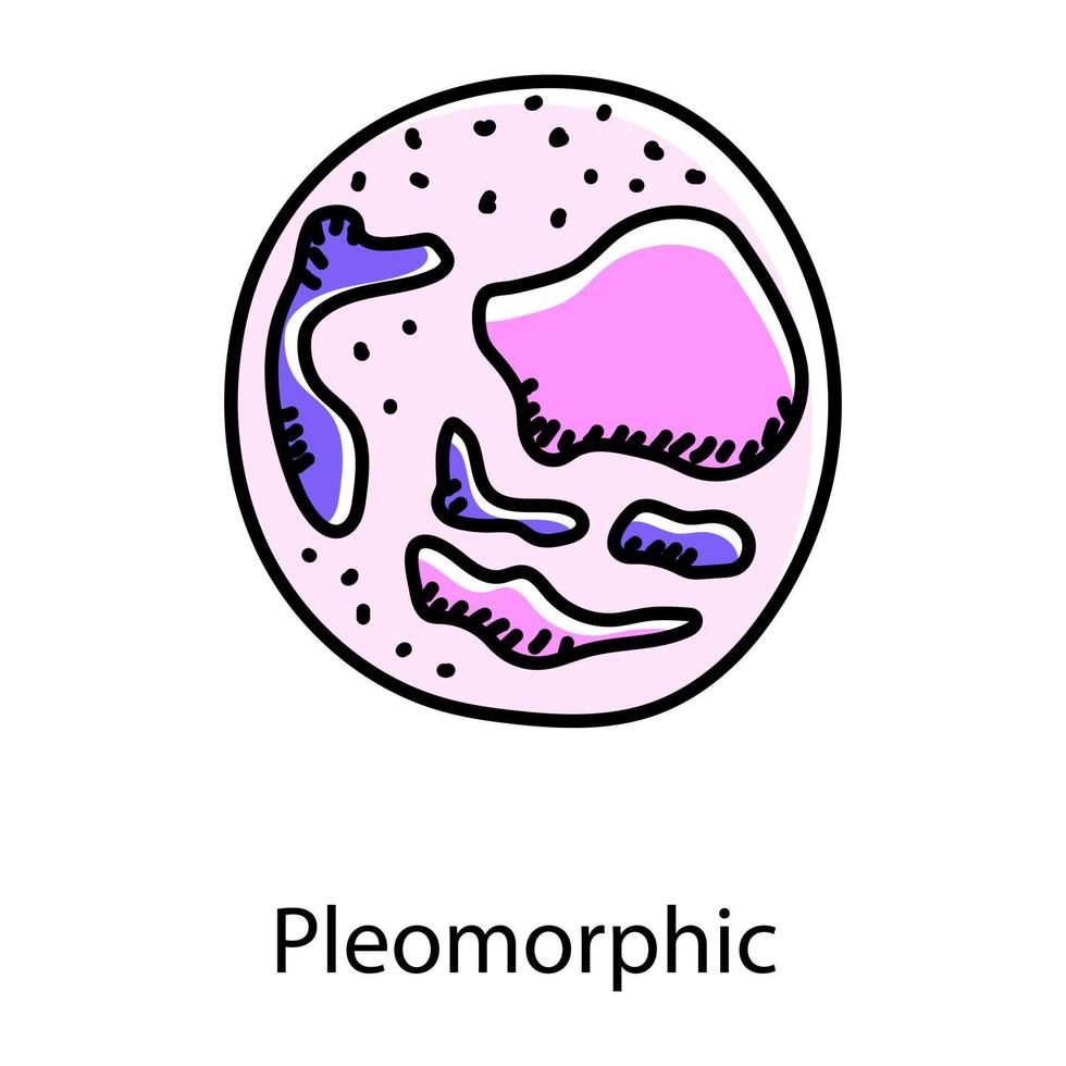 célula humana, ícone de doodle pleomórfico vetor