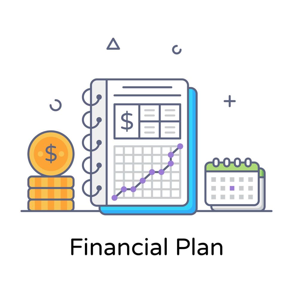 um vetor detalhado de contorno plano de plano financeiro