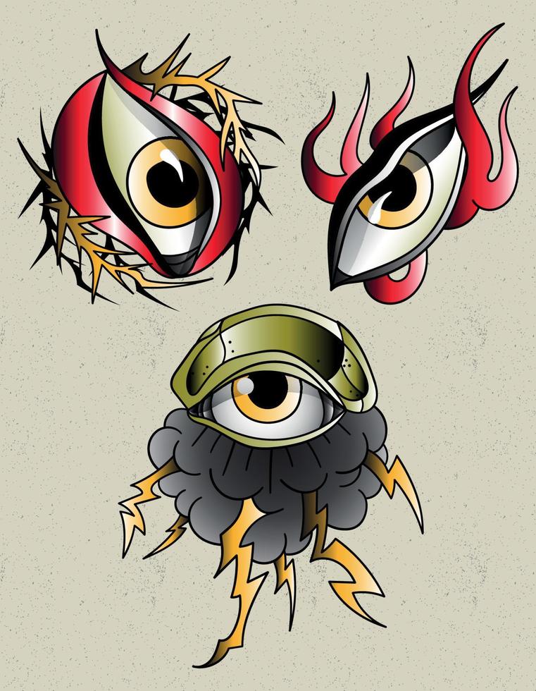 arte flash de olhos de tatuagem vetor