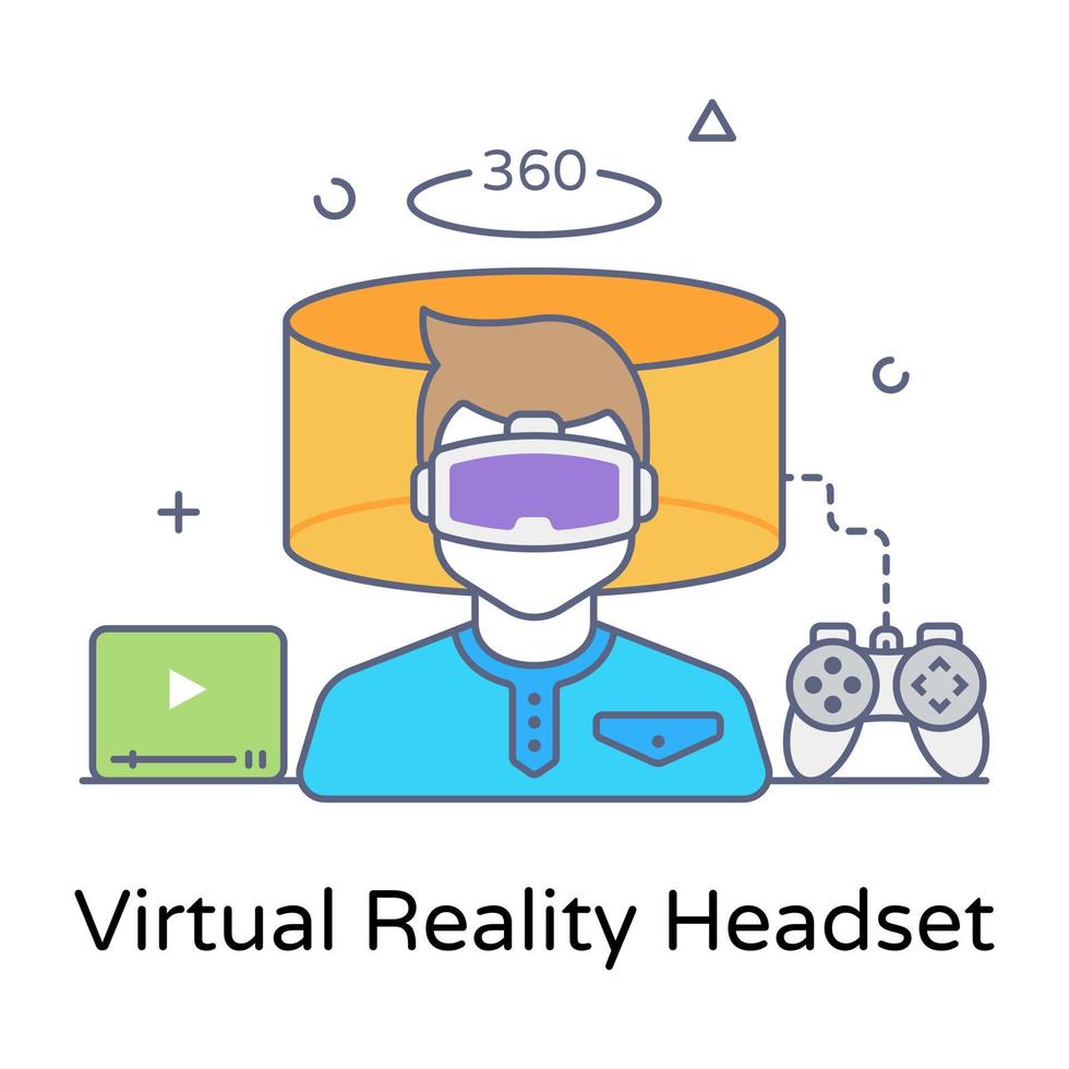 ícone conceitual plano de fone de ouvido de realidade virtual vetor