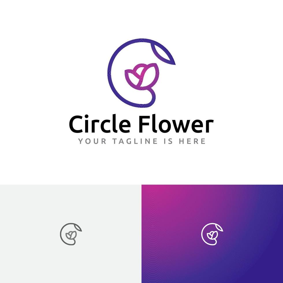 modelo de logotipo monoline de flor floral círculo de beleza vetor