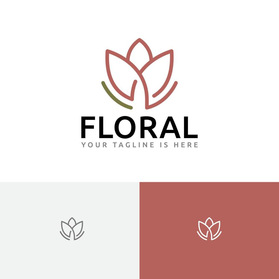 logotipo de linha abstrata de flor floral de flor de lótus elegante vetor