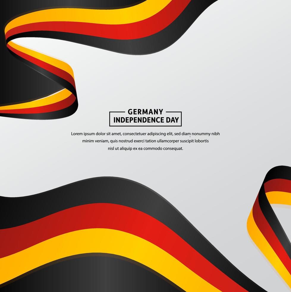design do dia da independência alemã com bandeira ondulada isolada em fundo gradiente branco. dia da independência alemã com ilustração de bandeira ondulada. acenando a ilustração em vetor alemão de bandeira.