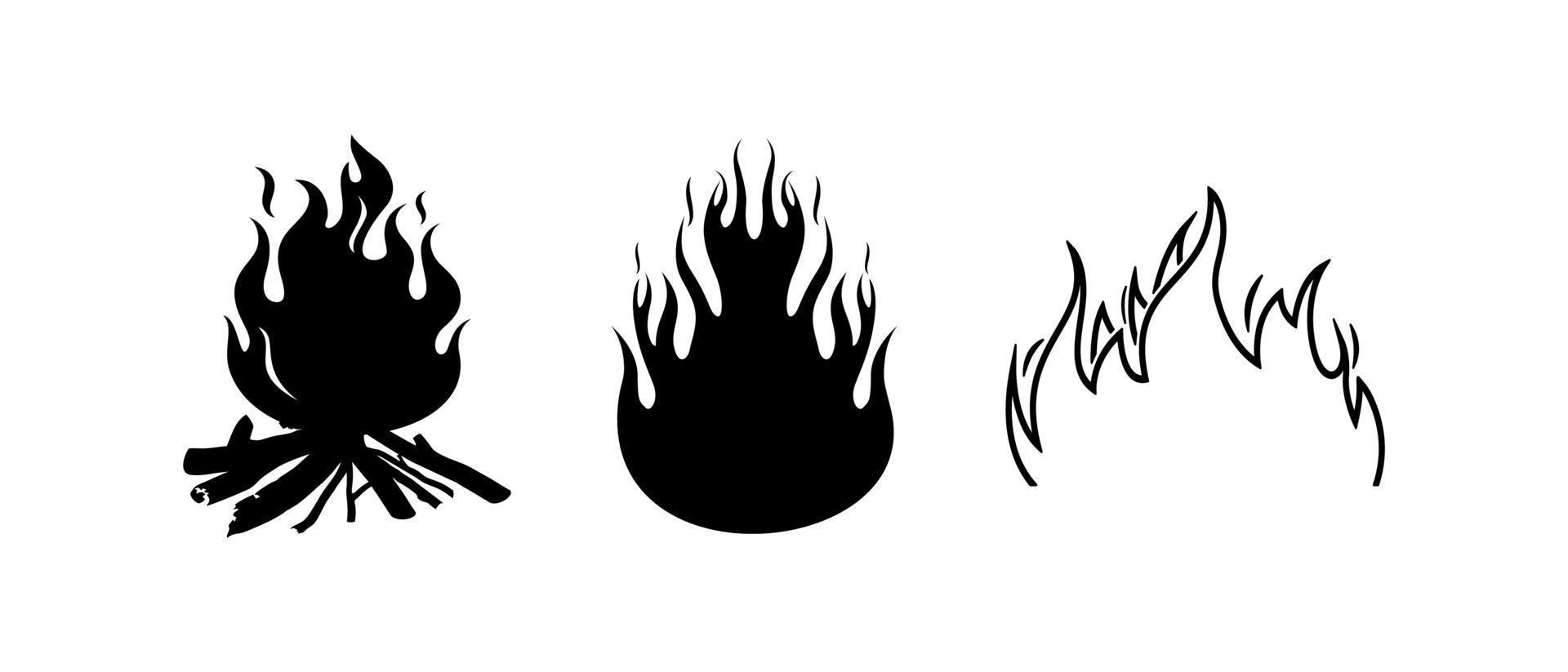 conjunto de vetores de fogueira de chama de fogo