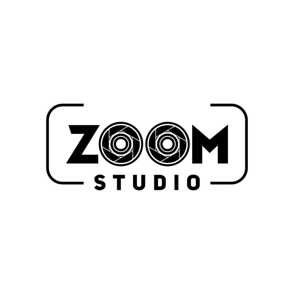 design plano de logotipo de lente de zoom duplo vetor