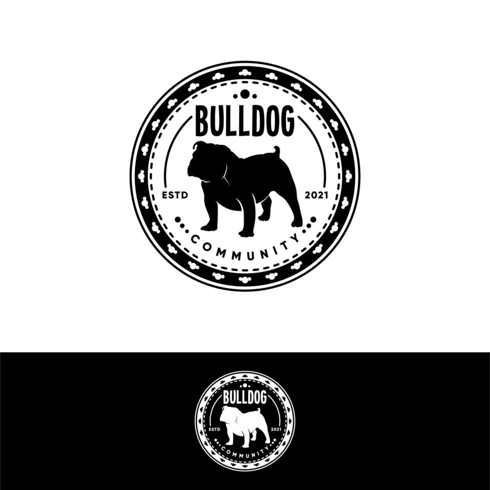 cão comunidade emblema logotipo bulldog círculo design inspiração vetor
