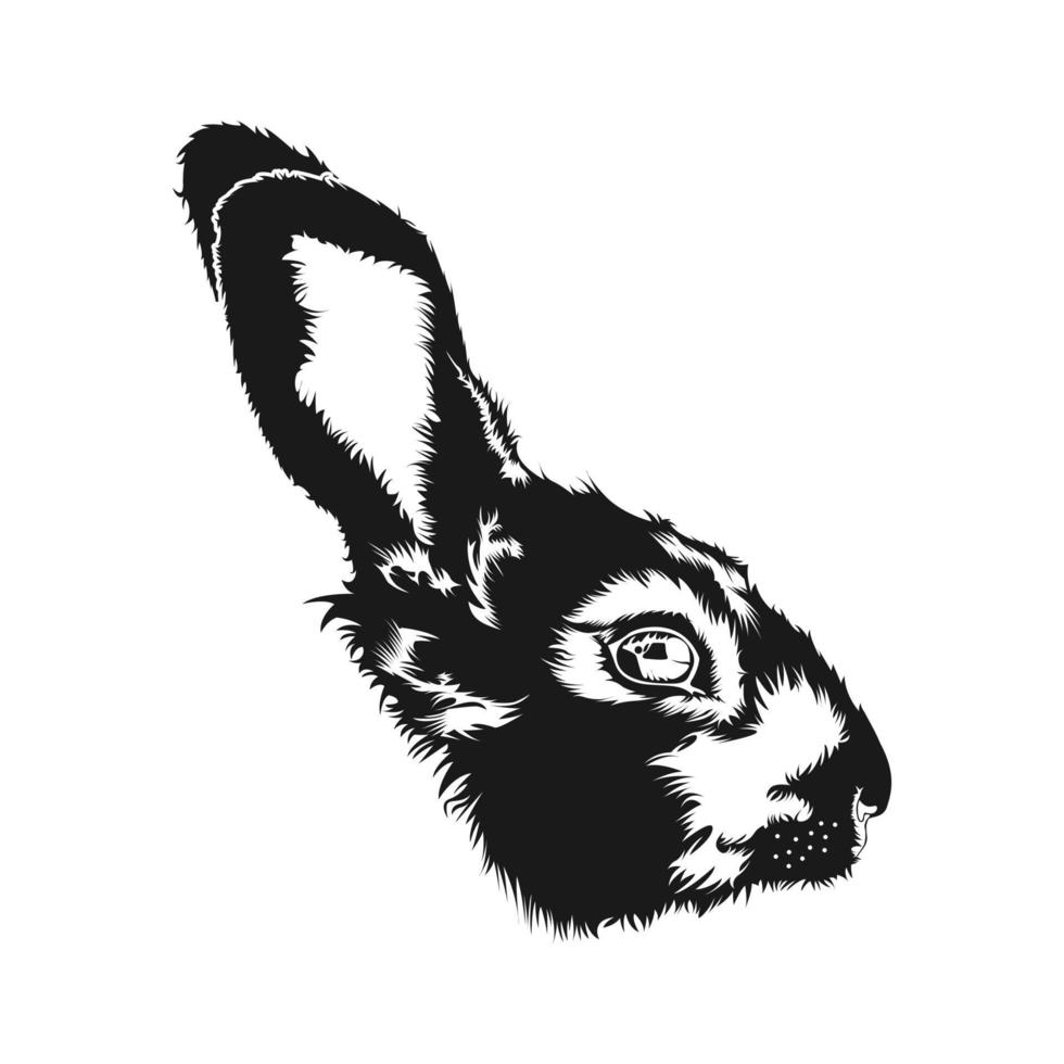 inspiração de design de vetor de desenho de rosto de cabeça de coelho