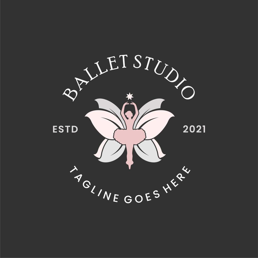 design de logotipo de estúdio de balé, inspiração de design de vetor de dança de bailarina