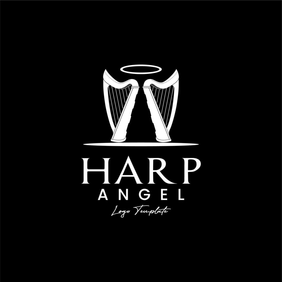 inspiração de design de logotipo de anjo harpa gêmeo vetor