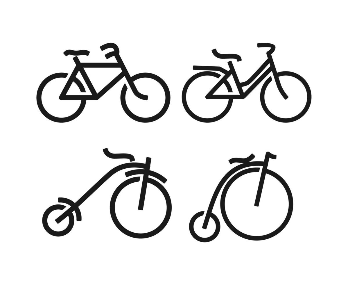 vetor de coleção de ícone minimalista de bicicleta de ciclo vintage
