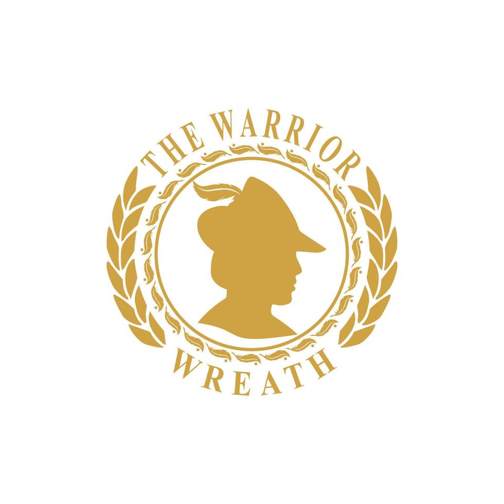 coroa de logotipo guerreiro, design de moeda vintage vetor