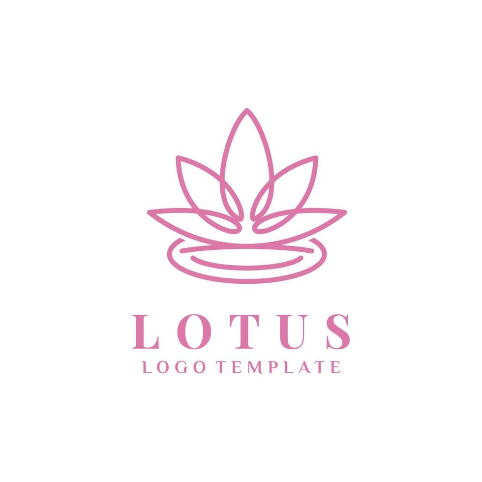 logotipo de flor de lótus com inspiração de design de estilo de arte de linha vetor