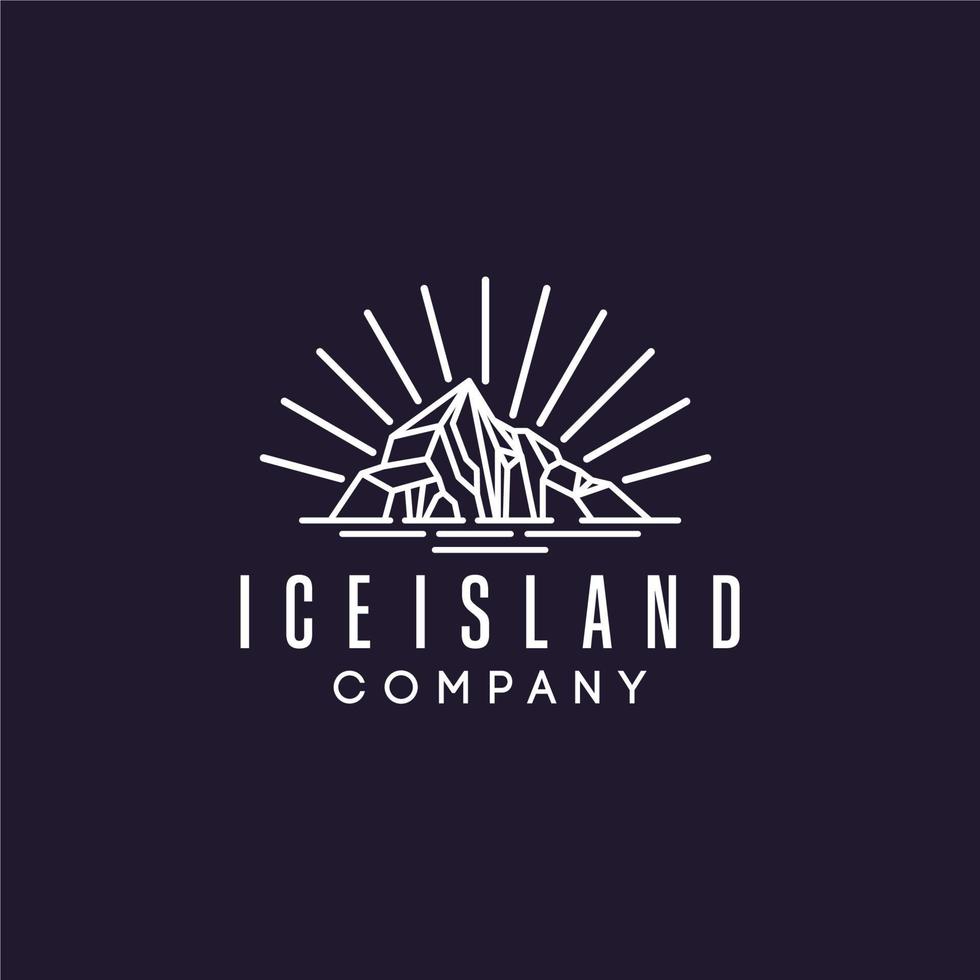 ilha de gelo de iceberg e mar para inspiração de design de logotipo de emblema de aventura vetor