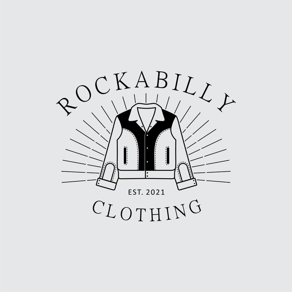 logotipo de jaqueta rockabilly vintage para inspiração de design de loja de roupas vetor